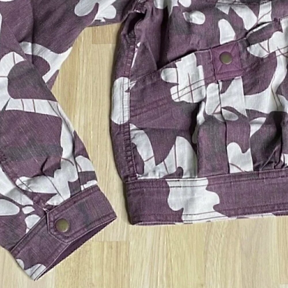 Anthropologie Mags Utility Trucker Jacket Purple Motif - Picture 6 of 11